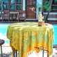 The Lanta Reef - Yellow sarong from YUMI & KORA is used as a tablecloth by the pool